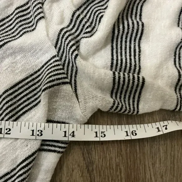 Discreet Striped Open Front Cardigan Draped Lightweight Long Sleeve - Picture 3 of 5